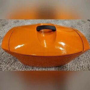 Vibrant Orange Cast Iron Casserole by [Brand]